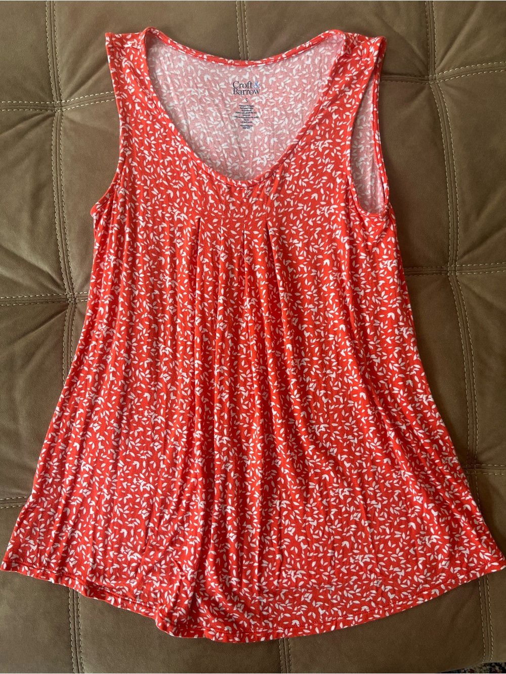 croft & barrow Coral Red Printed Scoop Neck Tank